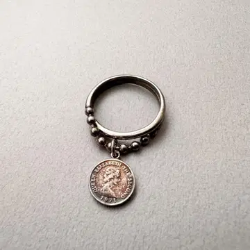 VINTAGE RING 70s 80s 코인 모티브 실버 10호