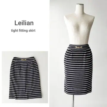 Leilian 레리안 S/7호 보더 타이트 스커트 스트레치 블랙 화이트