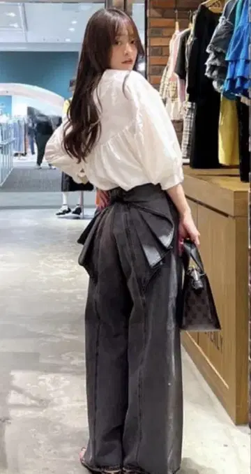 로데오 크라운 리본 데님 데님 리본 블랙