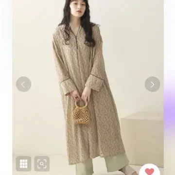 베이지 프론트 버튼 롱 원피스 Bab.