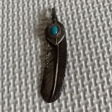 실버 깃털 목걸이 터콰이즈 페더 메이커 불명