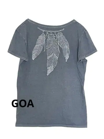00s y2k goa 페더 자수 염색 가공 티셔츠 F 네이티브