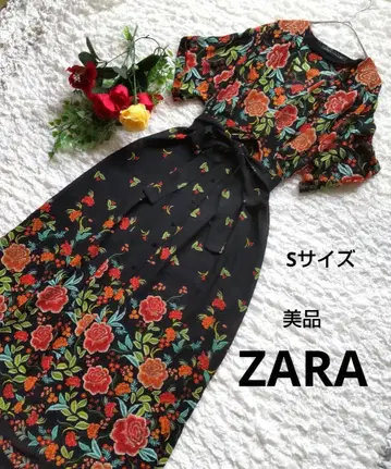 ZARA 카슈쿨 원피스 리본 포함 꽃무늬 올 패턴 S 사이즈