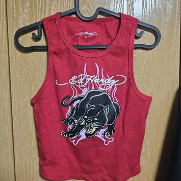 Ed Hardy 슬리브리스 티셔츠 빨간색