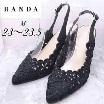 randa 랜다 플라워 컷 뮬 펌프스 꽃무늬 23 23.5 블랙