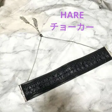 HARE 초커 가죽 레이스 블랙