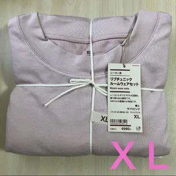 무인양품 [ 레이온 혼방 리브 튜닉 룸웨어 세트 (라이트핑크 XL) ]