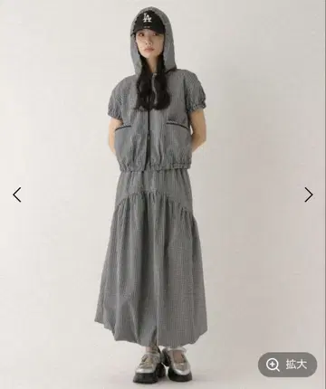 피코 레이스 나일론 후디 모듬 벌룬 롱 스커트 셋업