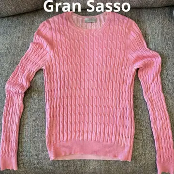 Gran Sasso Vintage 가공 남성용 코튼 케이블 썸머 니트