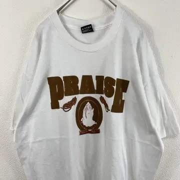 USA제 90s praise 싱글 스티치 티셔츠 화이트 티셔츠 화이트