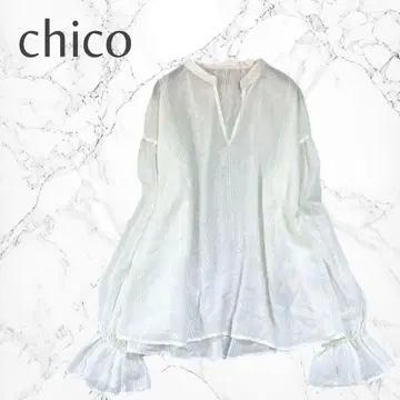 치코 봄 부드러운 자수 캔디 슬리브 시어 블라우스 화이트 비침 멋진