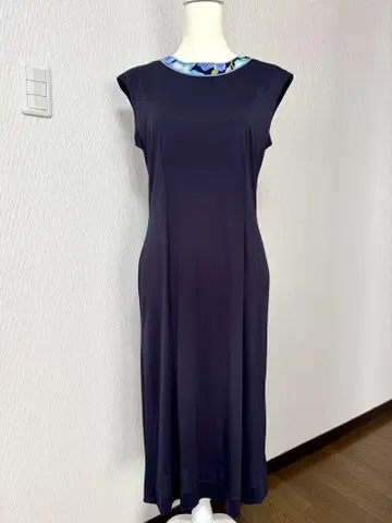 레오나르 하자품 L 사이즈 네이비 원피스 싸개 버튼 기장 107