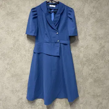 파란색 반팔 무릎 기장 원피스 쇼와 레트로 빈티지 XL