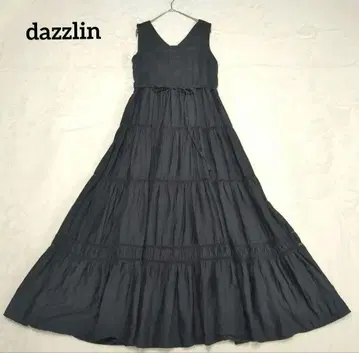 dazzlin 코튼 사다리 레이스 티어드 원피스 블랙 F 사이즈
