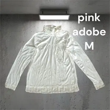 pink adobe 여성용 상의 롱 티셔츠 M 레이스 넥