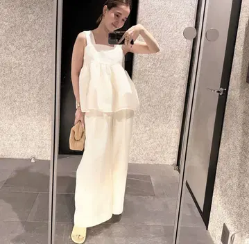yori 시어 보더 와이드 팬츠 38