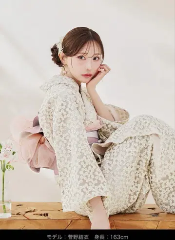 더스티 핑크 바탕 x 작은 꽃 레이스 유카타