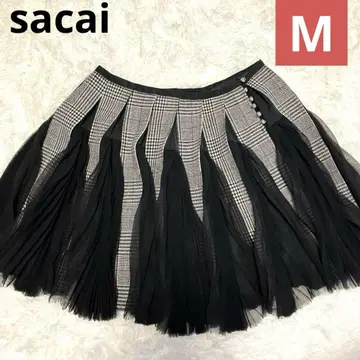 사카이 사카이 이소재 도킹 스커트 플리츠 체크