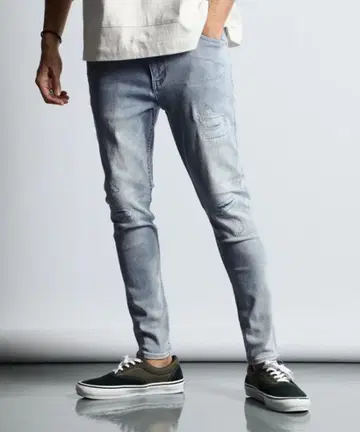The DUFFER '껌 스트레치' 데미지 가공 스키니 데님 XL