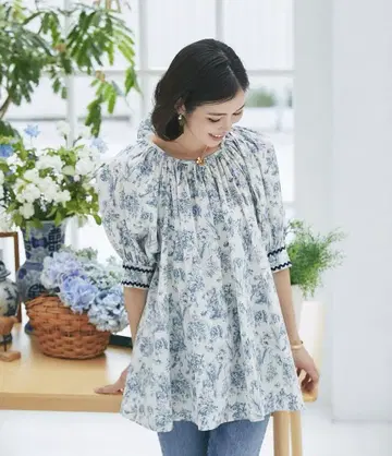 토와르 주이 프린트 블라우스 블루