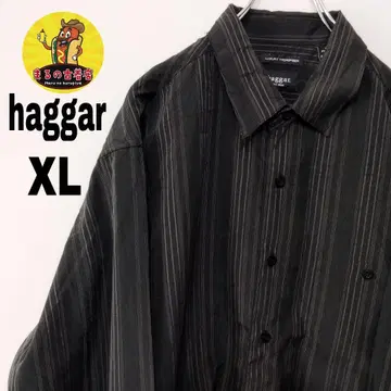 usa 구제 의류 haggar 긴팔 버튼 셔츠 XL 그레이 블랙