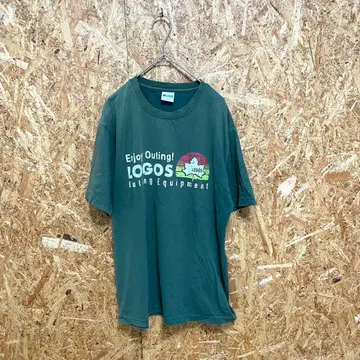 LOGOS 로고스 반팔 티셔츠 프린트 아웃도어 면 혼방 카키 남성용