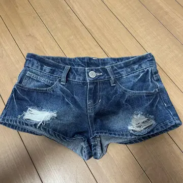 egg 코갸루 데미지 가공 다크 블루 숏 팬츠