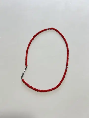 비즈 목걸이 빨간색 약 50cm