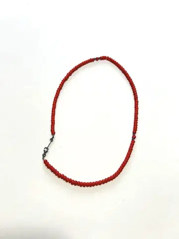 비즈 목걸이 빨간색 약 50cm