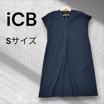 iCB 온워드 카시야마 프렌치 슬리브 원피스 V넥 무릎 기장 네이비 S