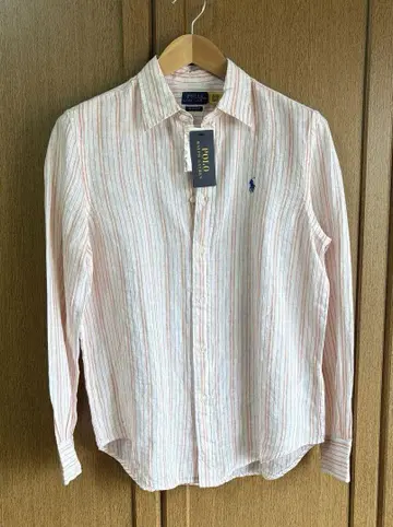 미사용 새상품 Ralph Lauren 택 포함 린넨 스트라이프 긴팔 셔츠