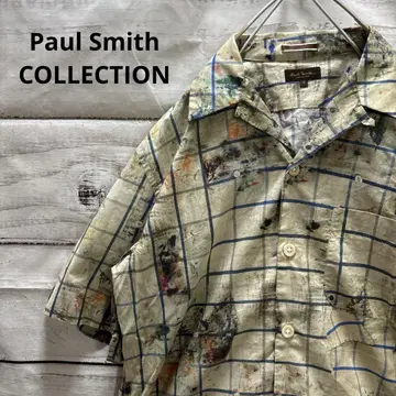 Paul Smith COLLECTION 페인트 오픈 카라 반팔 셔츠