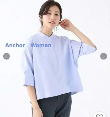 아오야마 닻 여성 5부 소매 기억 모양 셔츠