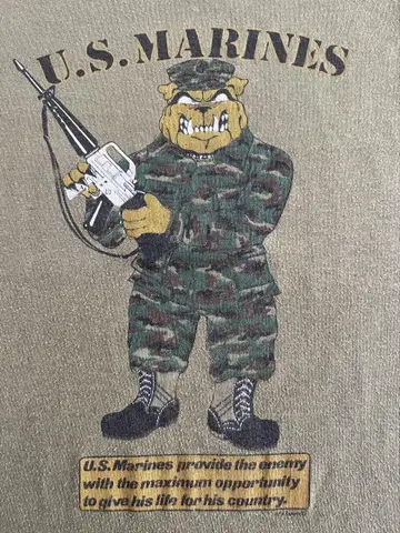 ~90년대 USMC 불독 티셔츠 구제 의류 빈티지