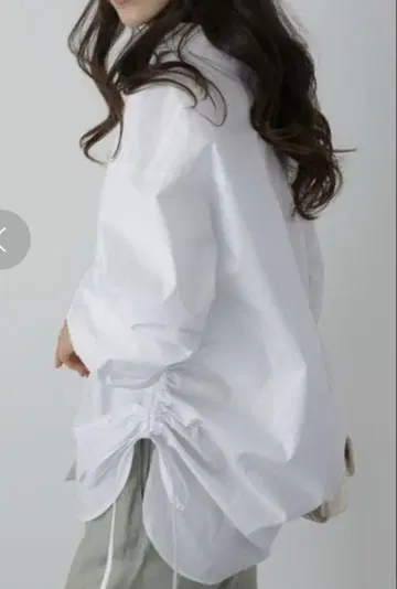 살롱 사이드 리본 셔츠 화이트