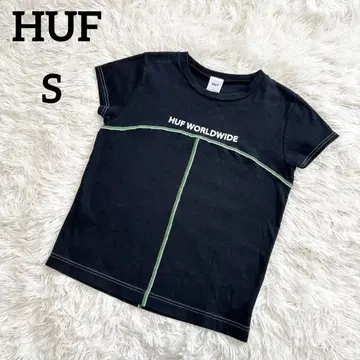 HUF 하프 반팔 티셔츠 블랙 블랙 S 센터 로고 여성용 S