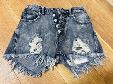 moussy 데님 숏 팬츠 데미지 가공