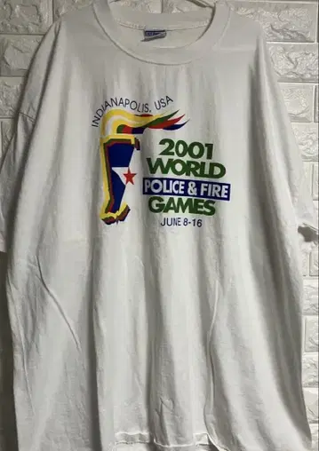 월드 폴리스 게임 싱글 스티치 T셔츠 2001 3XL