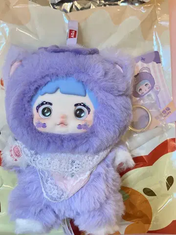 고양이 귀 디자인 봉제 인형 보라색 NOMMI V3 과일