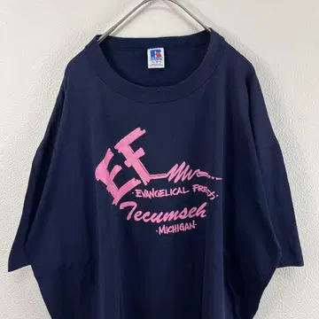USA제 90s 러셀 러셀 싱글 스티치 티셔츠 네이비