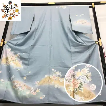 MK-1355 호몬기 국화와 모란 꽃 무늬 금색 얇은 연한 청록색
