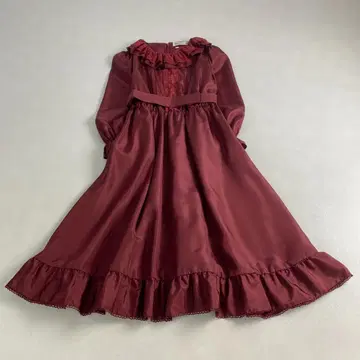 빈티지 원피스 프릴 빨간색 롱 레이스 특이한 폴리에스테르