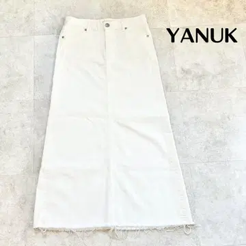 YANUK 맥시 A 라인 스커트 컷오프 데님 S