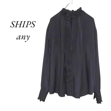 24FW 새상품급! SHIPS any 스탠드 카라 프릴 리본 블라우스