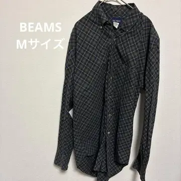BEAMS 체크 무늬 긴팔 셔츠 M 사이즈 약 20년 전 빈티지 남성용
