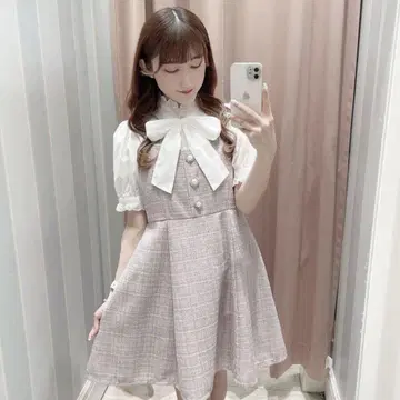 evelyn 펄 스트랩 op 잔스카 양산형 원피스 핑크