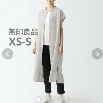 MUJI 프렌치 린넨 슬리브리스 원피스 XS-S 그레이