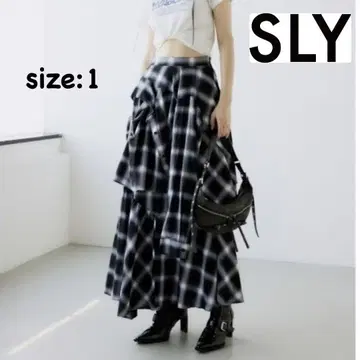 SLY PLAID LAYERED 롱 스커트 완판템 체크 셔츠형