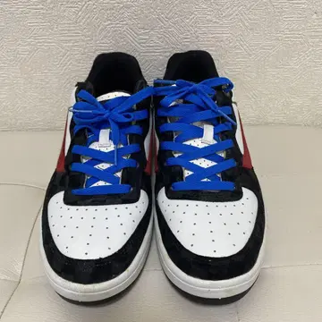 VANS 체크 무늬 스니커즈 블랙/화이트/빨간색