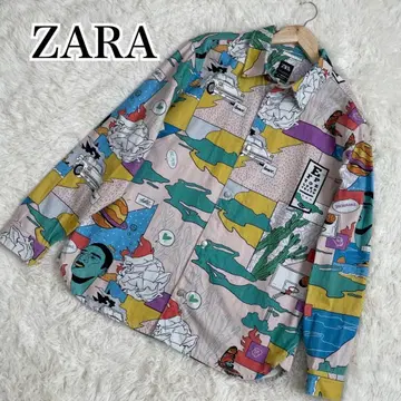 ZARA 자라 남성용 데님 셔츠 RELAXED FIT 긴팔 M 올 패턴